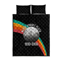 Never Forget Pluto 1930-2006 Quilt Bed Set Vintage Retro Rainbow Planet Outer Space Astronomy Graphic Art