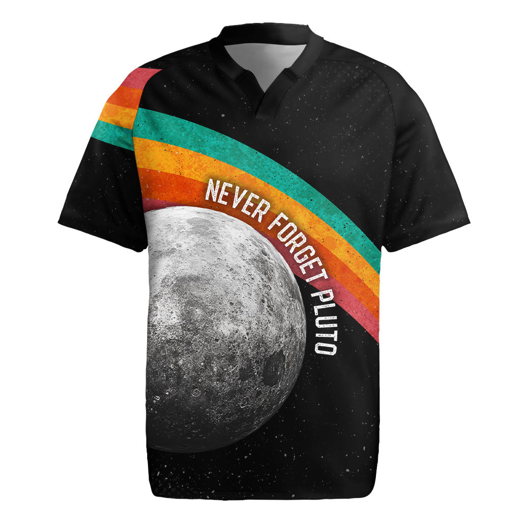 Never Forget Pluto 1930-2006 Rugby Jersey Vintage Retro Rainbow Planet Outer Space Astronomy Graphic Art