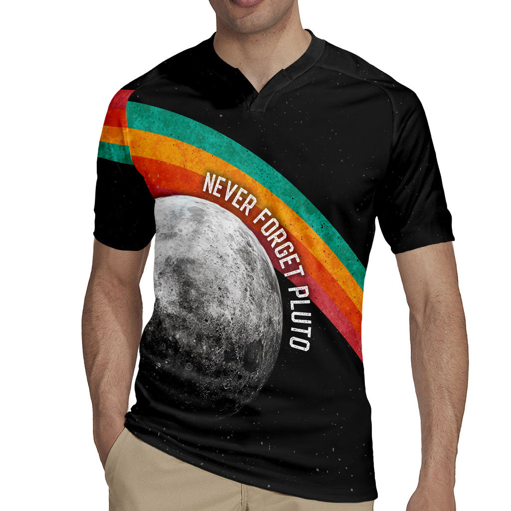 Never Forget Pluto 1930-2006 Rugby Jersey Vintage Retro Rainbow Planet Outer Space Astronomy Graphic Art