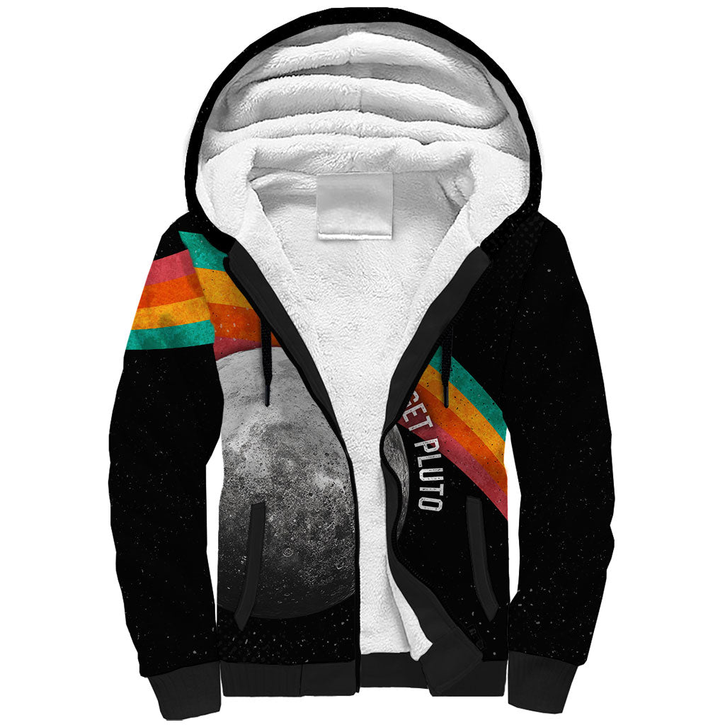 Never Forget Pluto 1930-2006 Sherpa Hoodie Vintage Retro Rainbow Planet Outer Space Astronomy Graphic Art