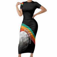 Never Forget Pluto 1930-2006 Short Sleeve Bodycon Dress Vintage Retro Rainbow Planet Outer Space Astronomy Graphic Art
