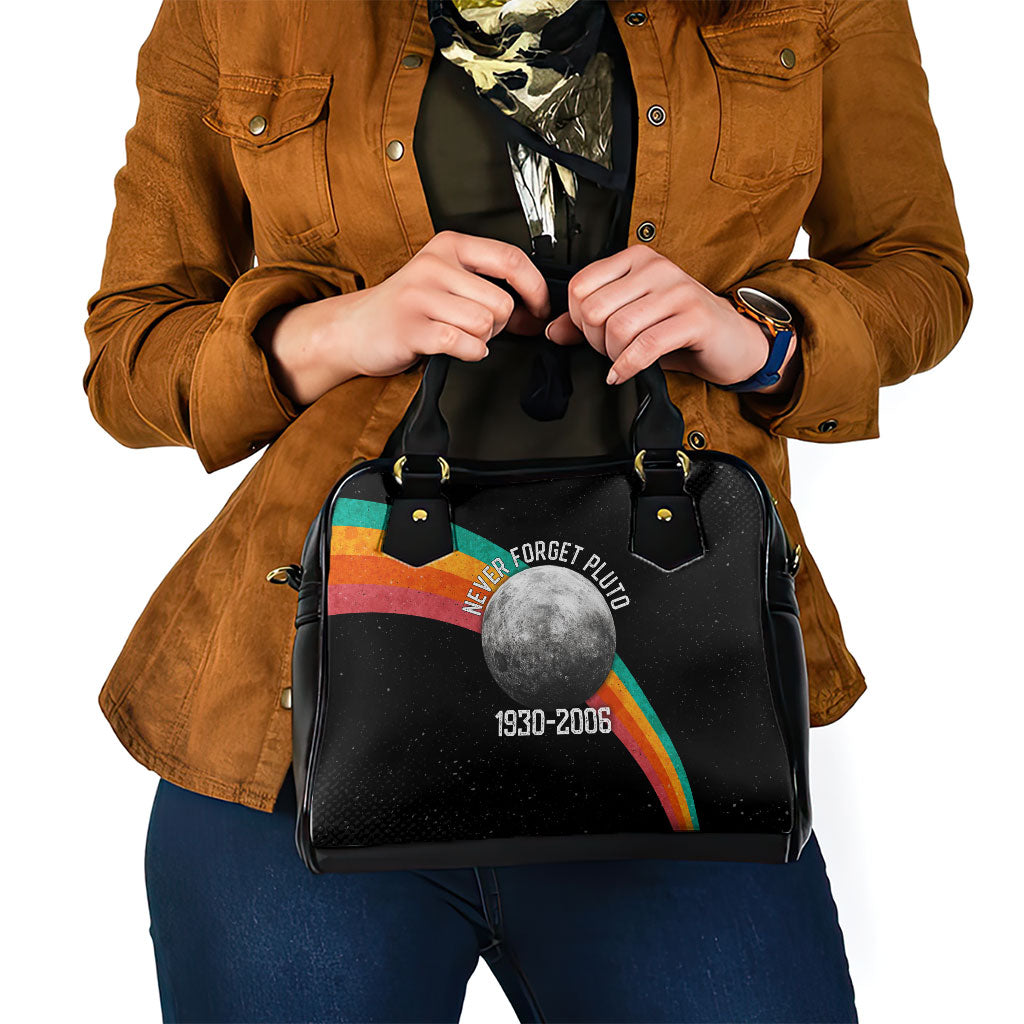 Never Forget Pluto 1930-2006 Shoulder Handbag Vintage Retro Rainbow Planet Outer Space Astronomy Graphic Art