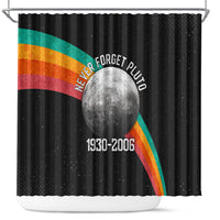 Never Forget Pluto 1930-2006 Shower Curtain Vintage Retro Rainbow Planet Outer Space Astronomy Graphic Art