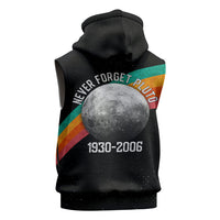 Never Forget Pluto 1930-2006 Sleeveless Hoodie Vintage Retro Rainbow Planet Outer Space Astronomy Graphic Art