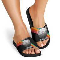 Never Forget Pluto 1930-2006 Slide Sandals Vintage Retro Rainbow Planet Outer Space Astronomy Graphic Art