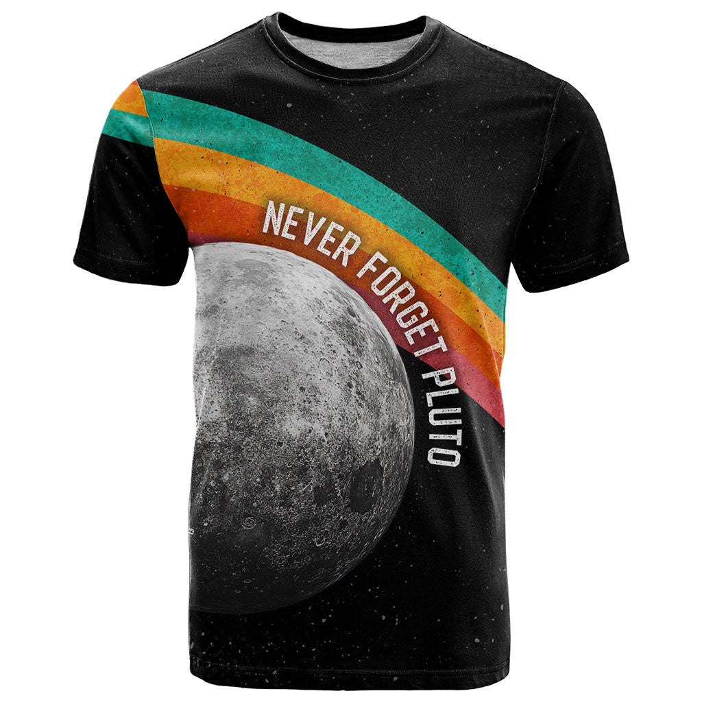 Never Forget Pluto 1930-2006 T Shirt Vintage Retro Rainbow Planet Outer Space Astronomy Graphic Art