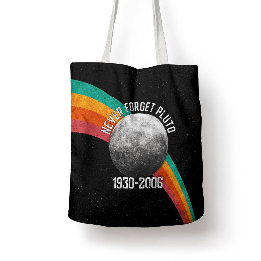 Never Forget Pluto 1930-2006 Tote Bag Vintage Retro Rainbow Planet Outer Space Astronomy Graphic Art