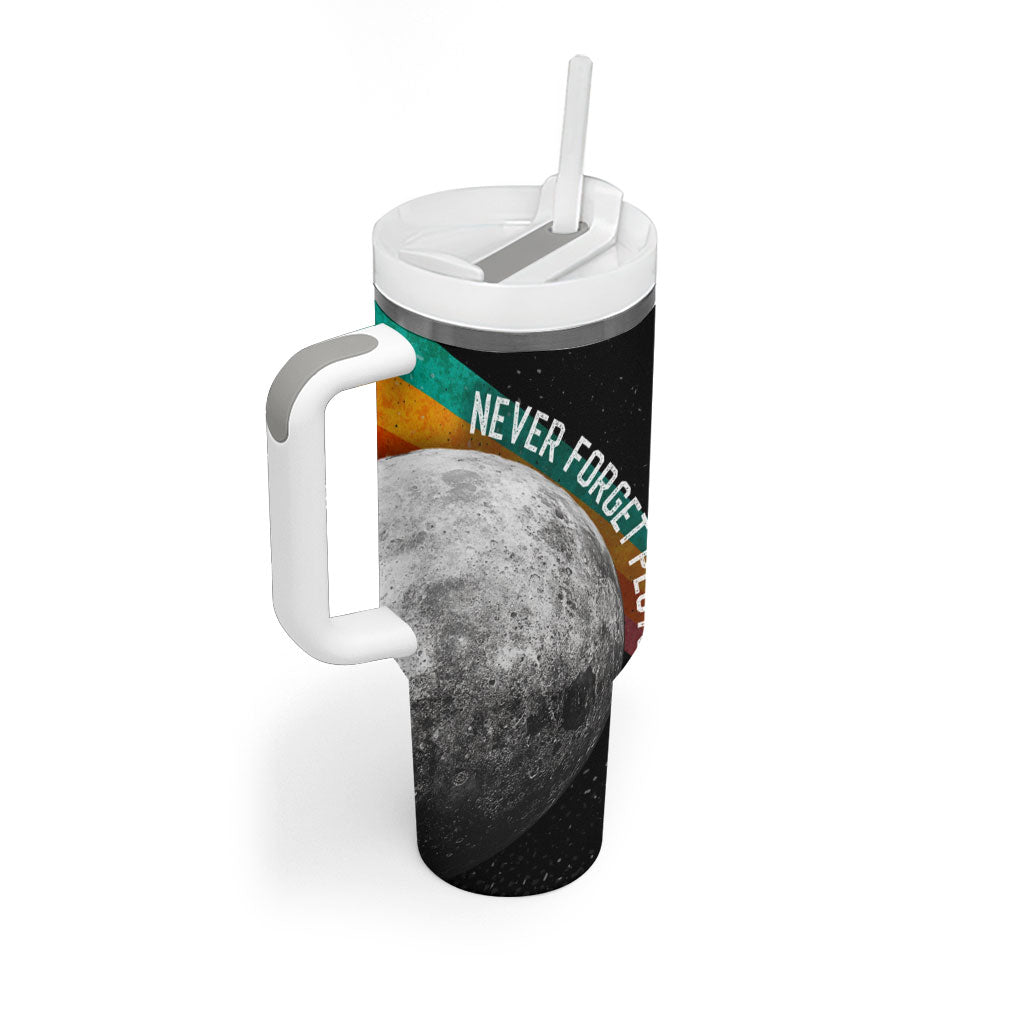 Never Forget Pluto 1930-2006 Tumbler With Handle Vintage Retro Rainbow Planet Outer Space Astronomy Graphic Art