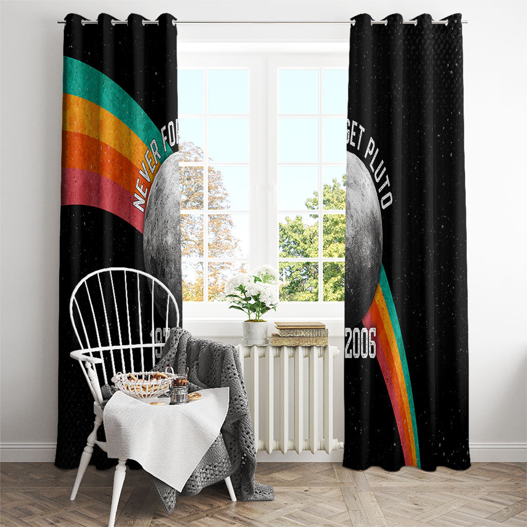 Never Forget Pluto 1930-2006 Window Curtain Vintage Retro Rainbow Planet Outer Space Astronomy Graphic Art