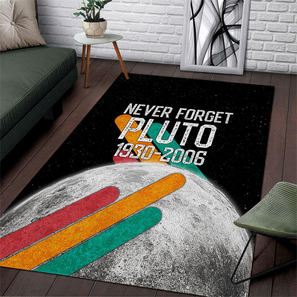 Never Forget Pluto Area Rug Retro Space Astronomy Science