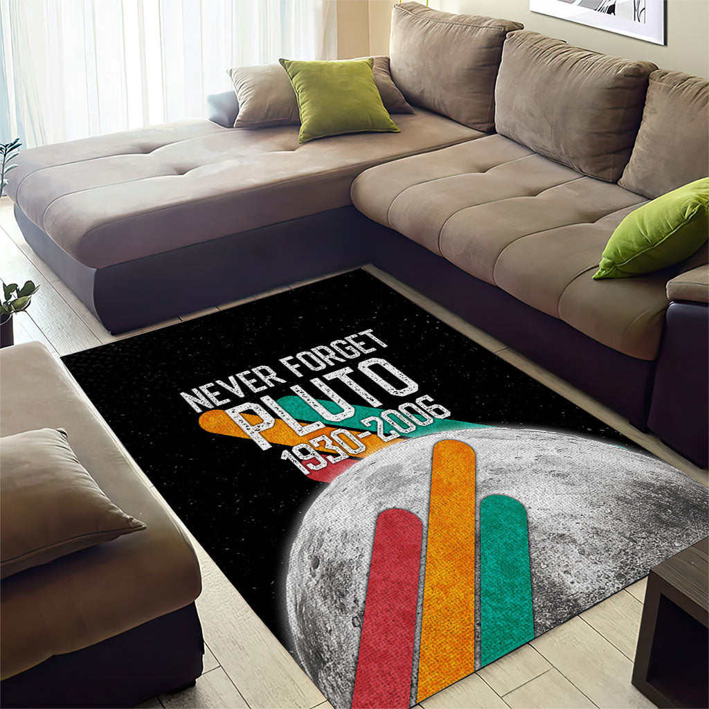 Never Forget Pluto Area Rug Retro Space Astronomy Science
