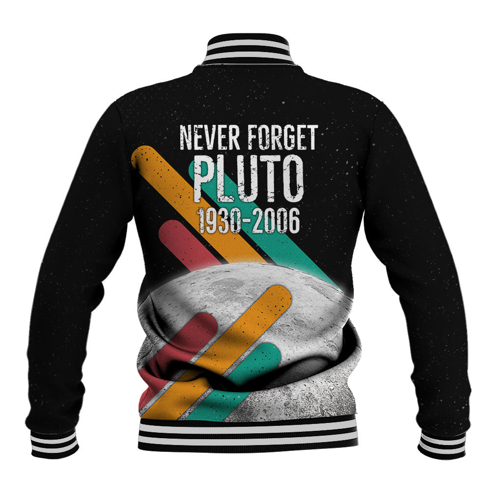 Never Forget Pluto Baseball Jacket Retro Space Astronomy Science