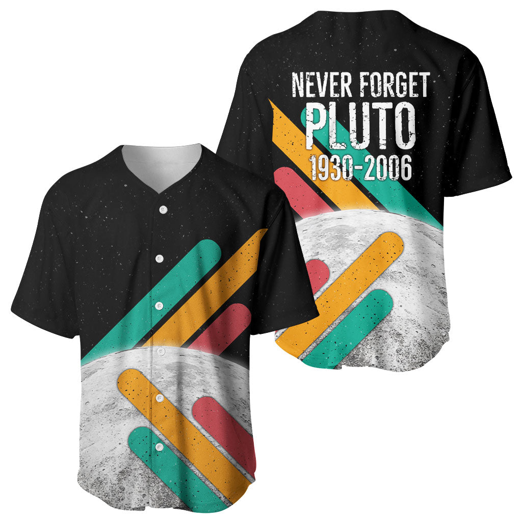 Never Forget Pluto Baseball Jersey Retro Space Astronomy Science