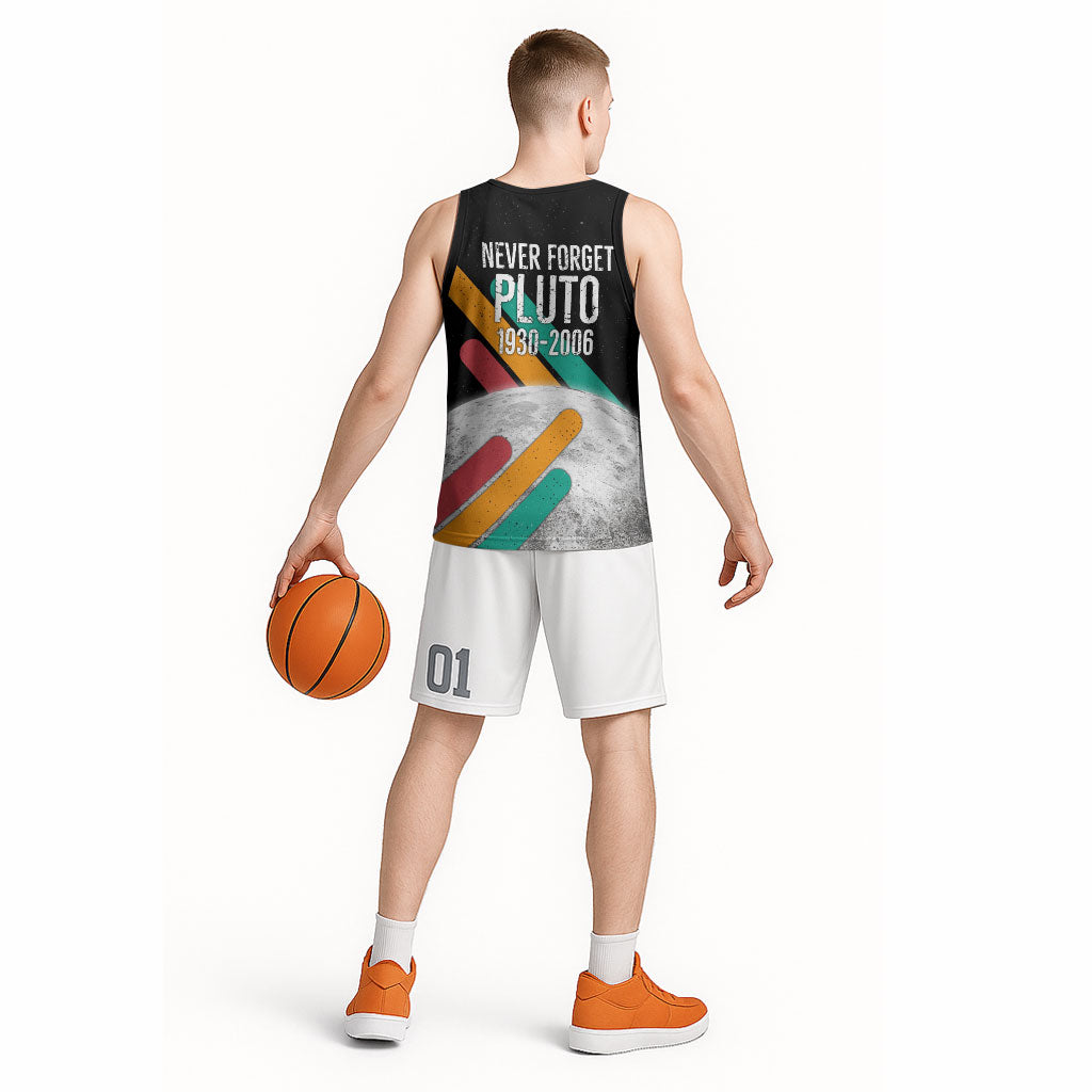 Never Forget Pluto Basketball Jersey Retro Space Astronomy Science