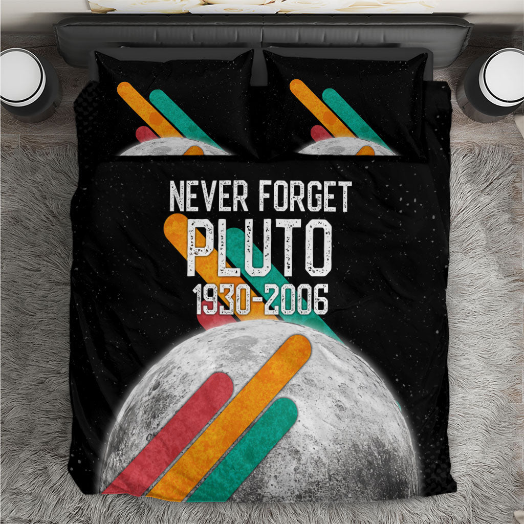 Never Forget Pluto Bedding Set Retro Space Astronomy Science