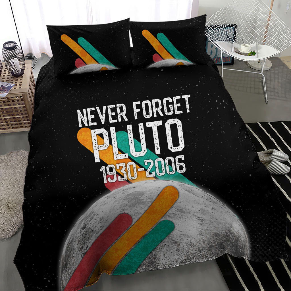 Never Forget Pluto Bedding Set Retro Space Astronomy Science