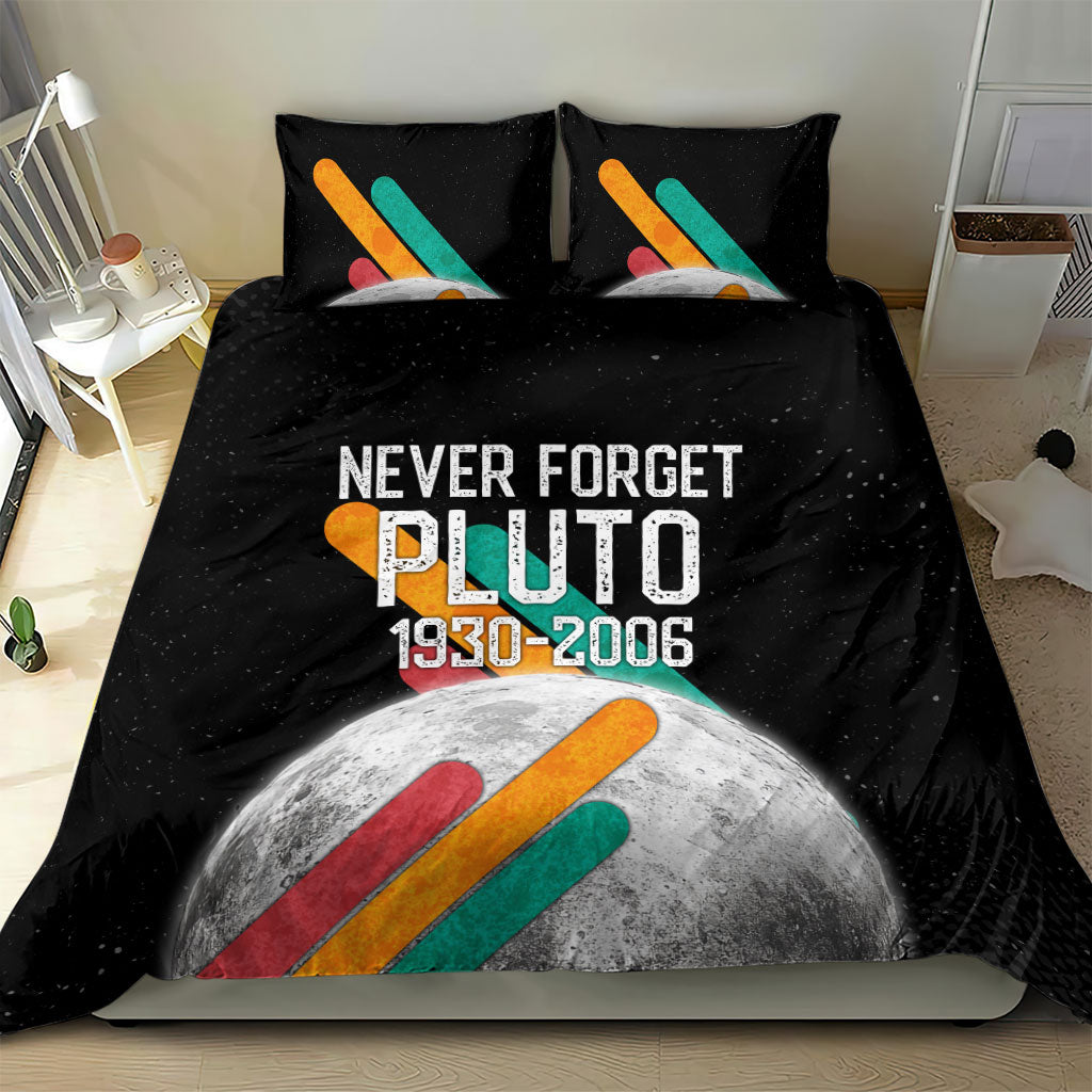 Never Forget Pluto Bedding Set Retro Space Astronomy Science