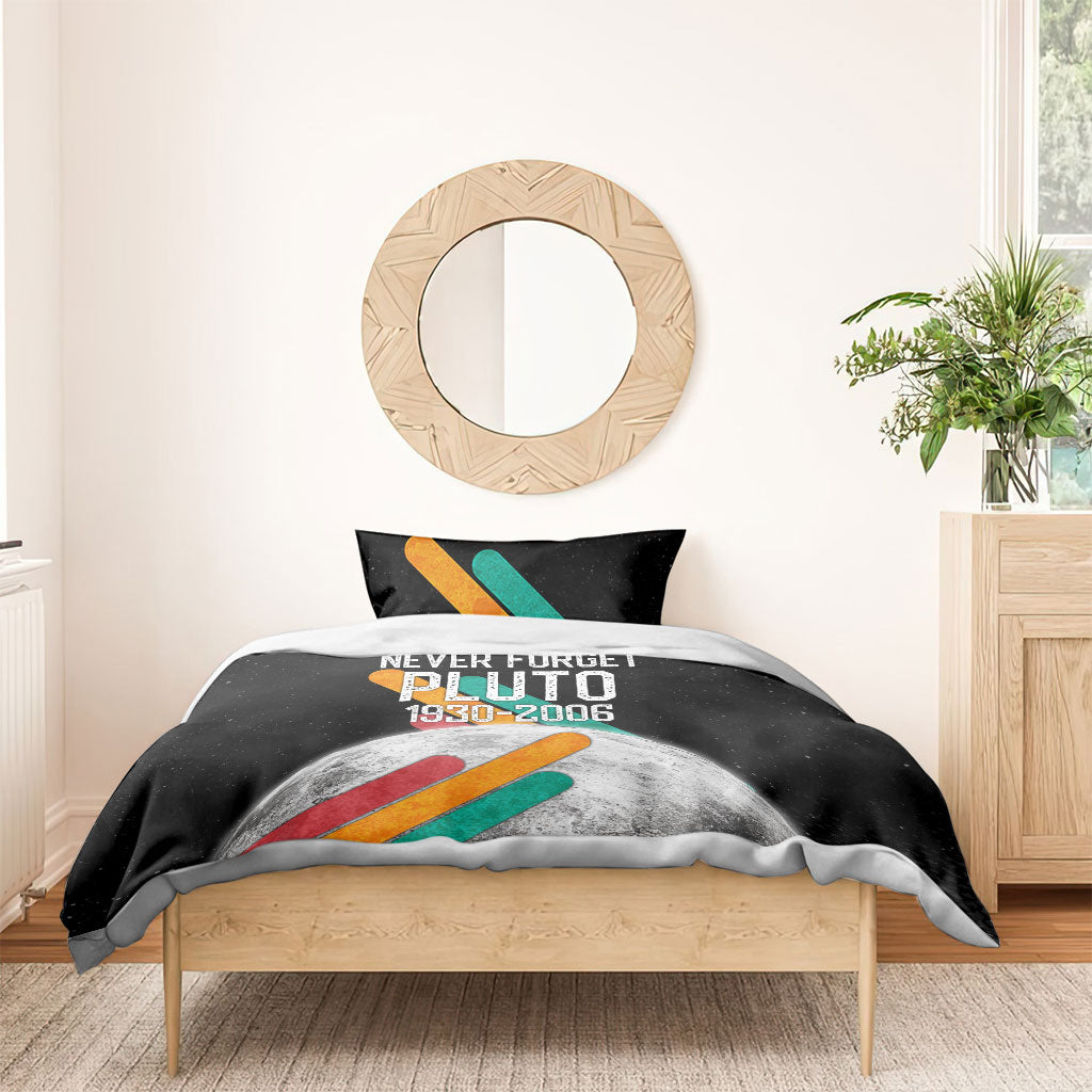 Never Forget Pluto Bedding Set Retro Space Astronomy Science