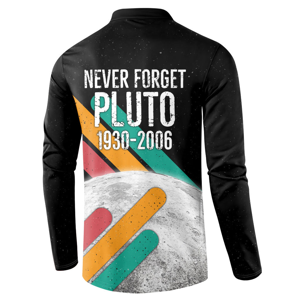 Never Forget Pluto Button Sweatshirt Retro Space Astronomy Science