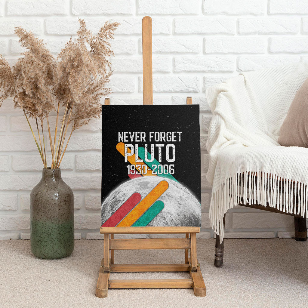Never Forget Pluto Canvas Wall Art Retro Space Astronomy Science