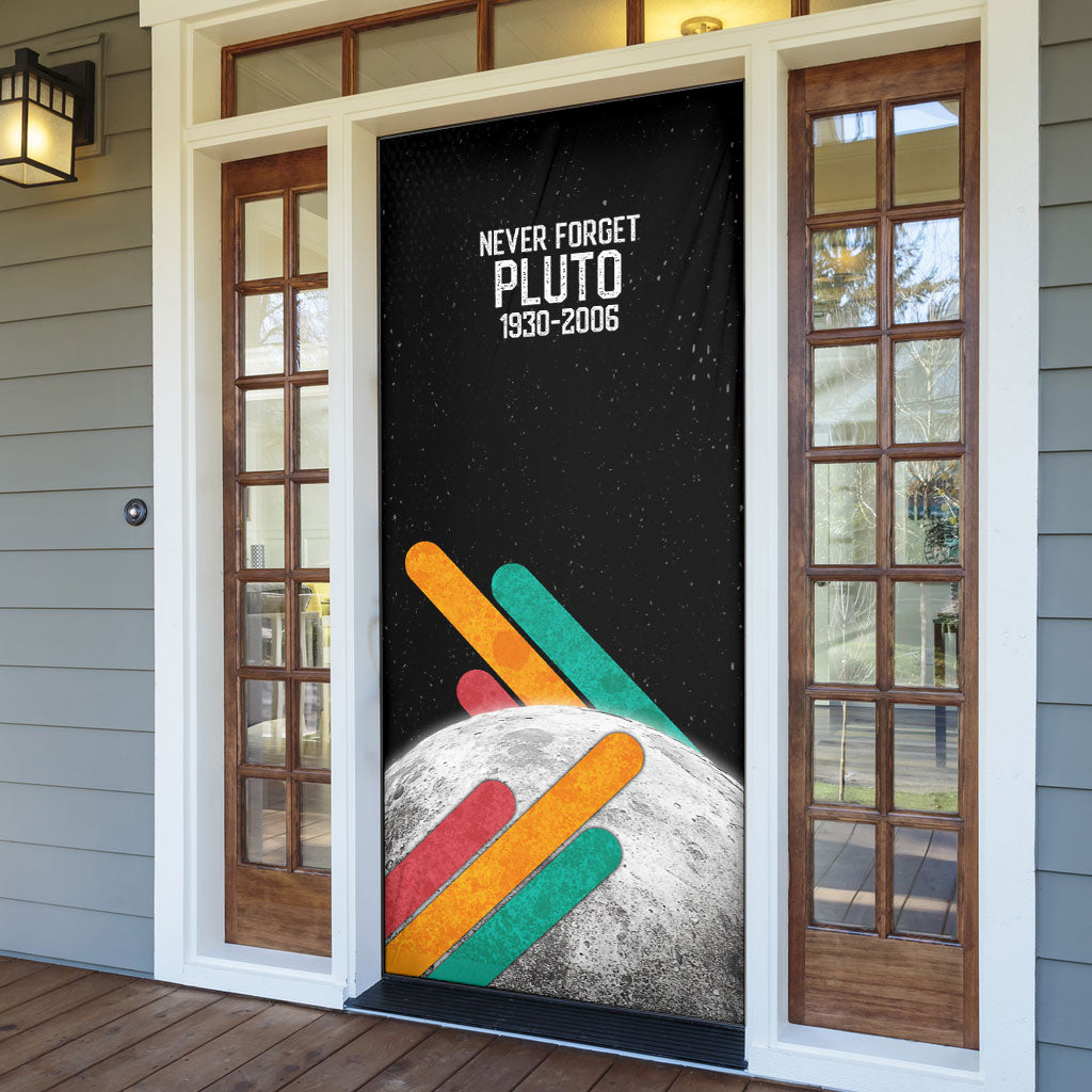 Never Forget Pluto Door Cover Retro Space Astronomy Science