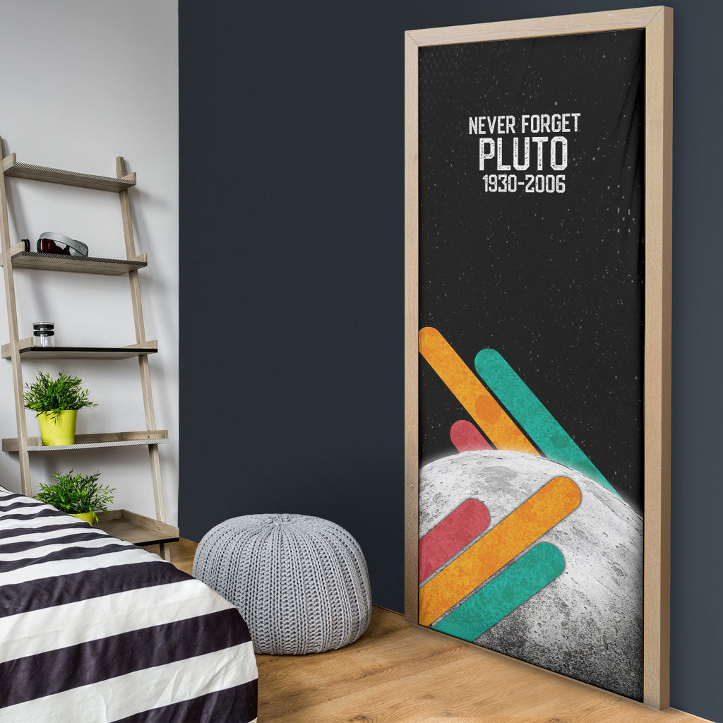 Never Forget Pluto Door Cover Retro Space Astronomy Science