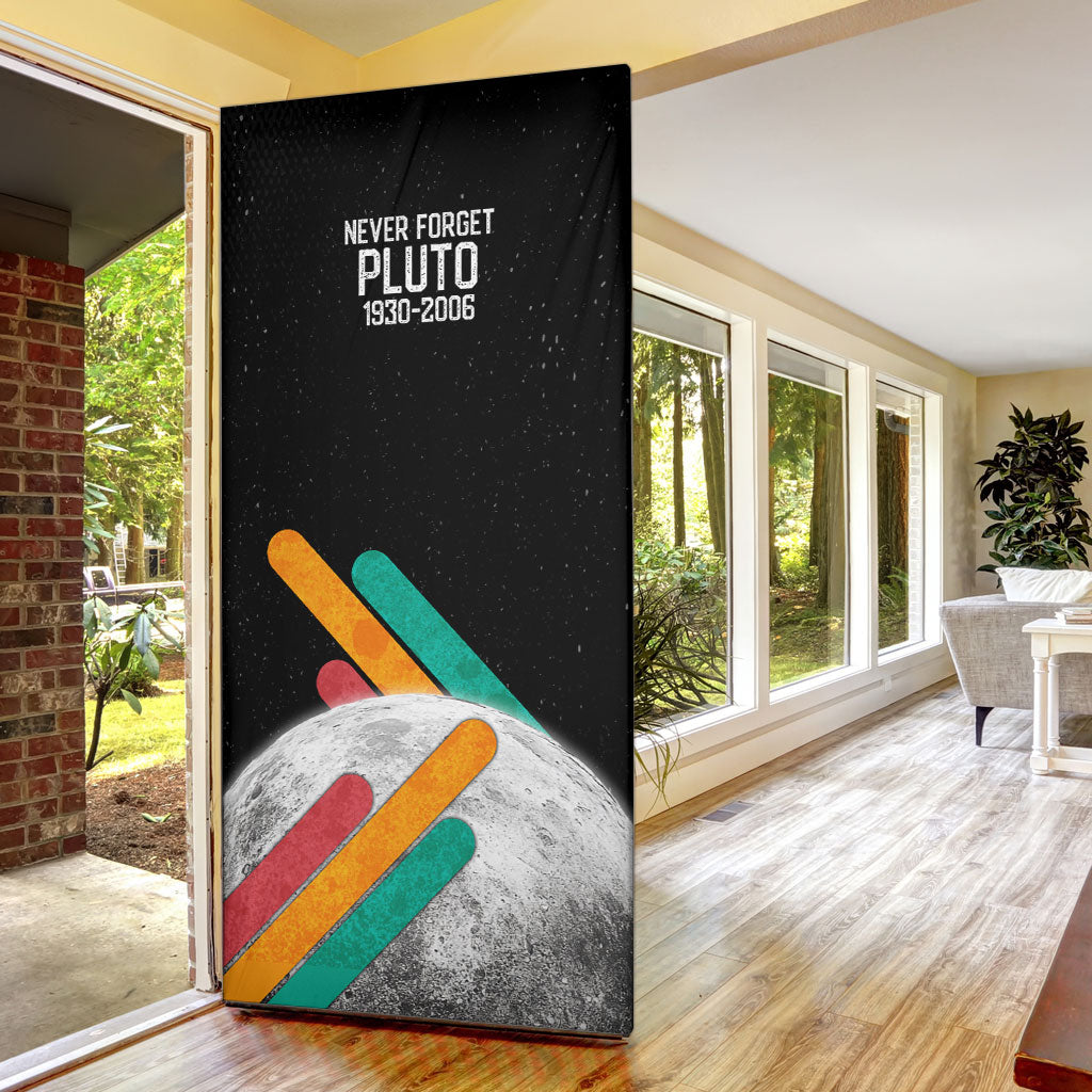 Never Forget Pluto Door Cover Retro Space Astronomy Science