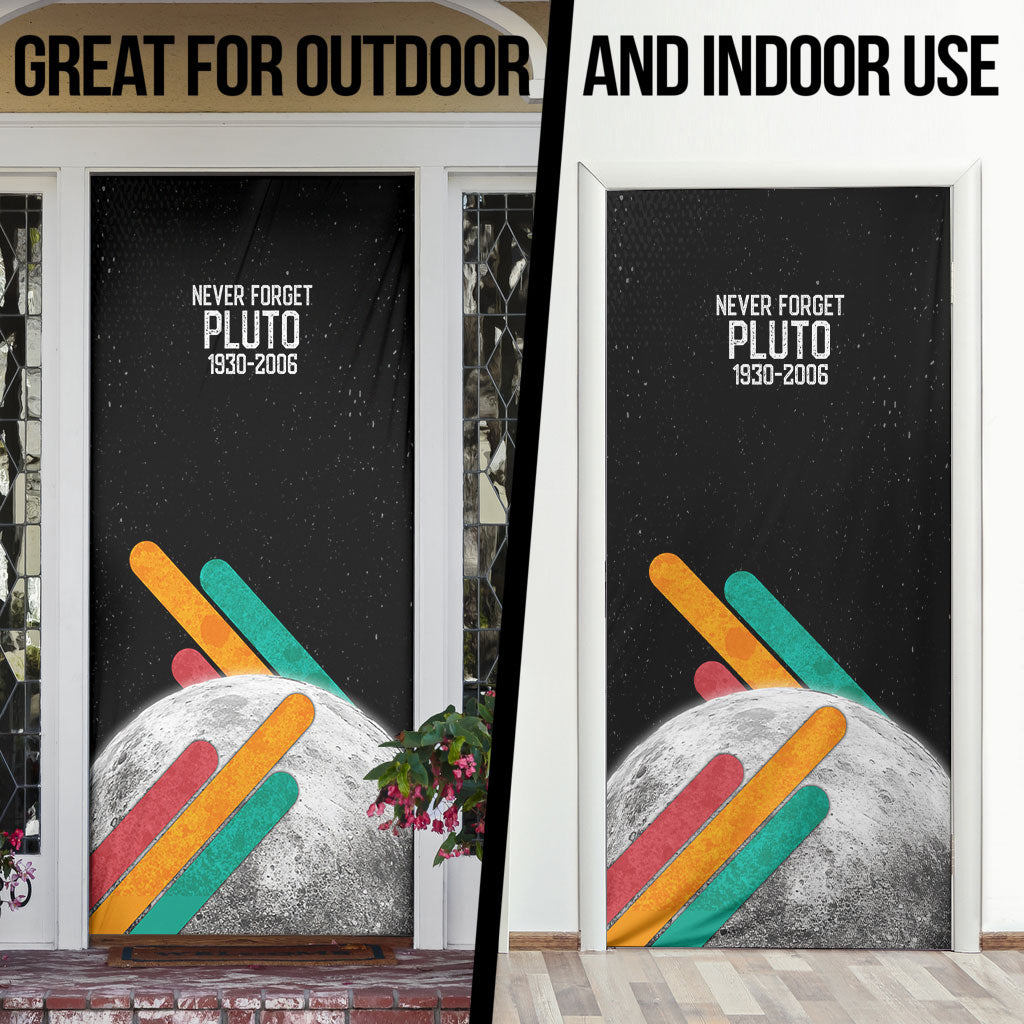 Never Forget Pluto Door Cover Retro Space Astronomy Science