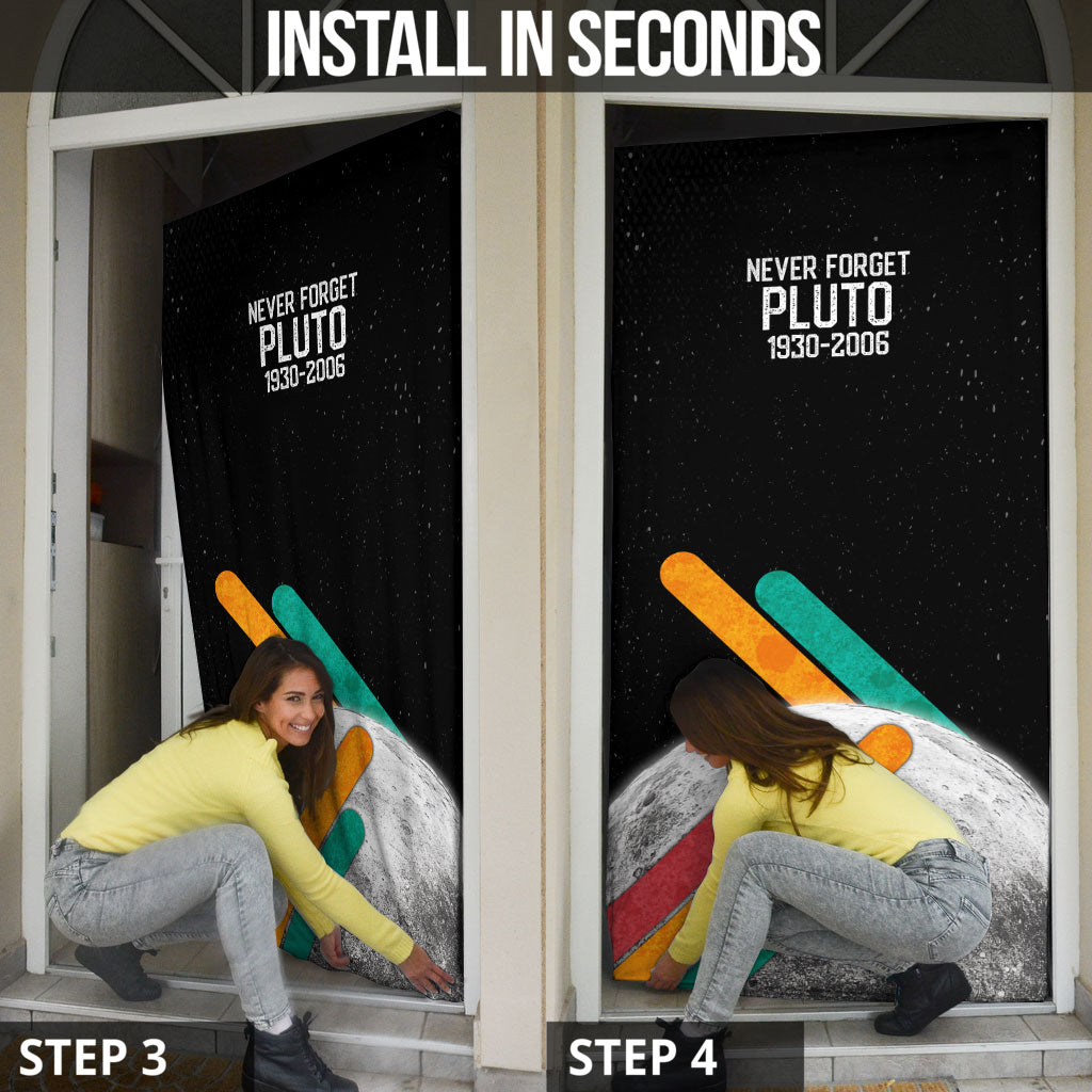 Never Forget Pluto Door Cover Retro Space Astronomy Science