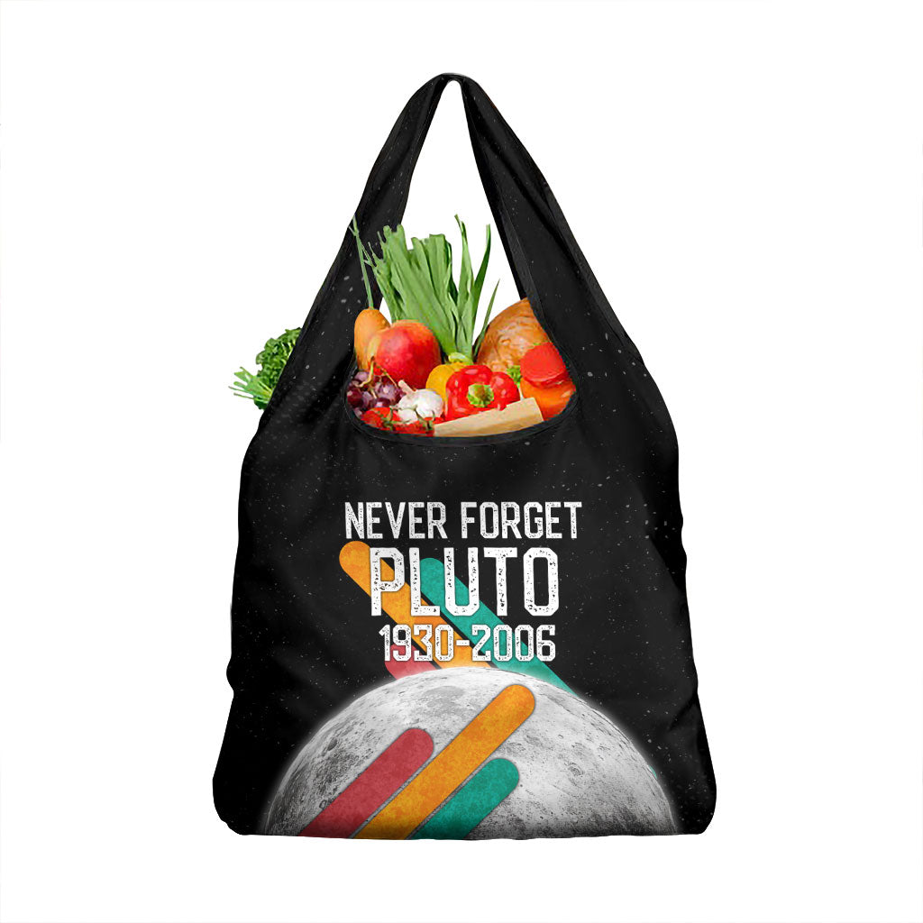 Never Forget Pluto Grocery Bag Retro Space Astronomy Science