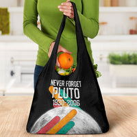Never Forget Pluto Grocery Bag Retro Space Astronomy Science