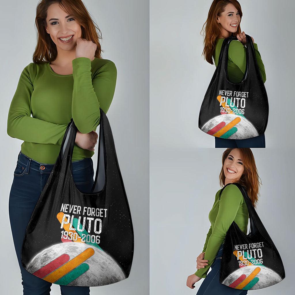 Never Forget Pluto Grocery Bag Retro Space Astronomy Science