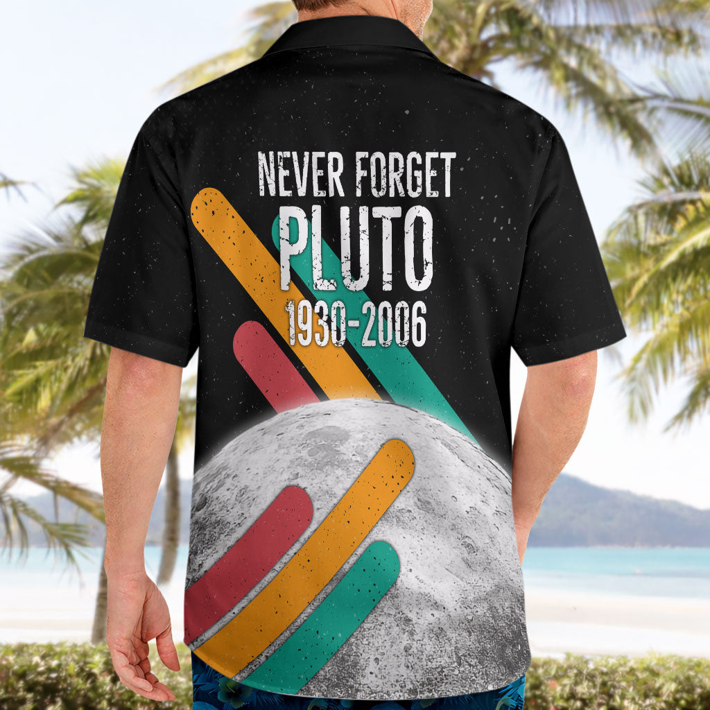 Never Forget Pluto Hawaiian Shirt Retro Space Astronomy Science