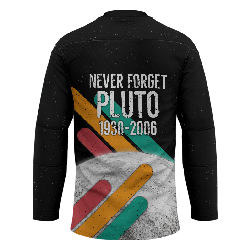 Never Forget Pluto Hockey Jersey Retro Space Astronomy Science