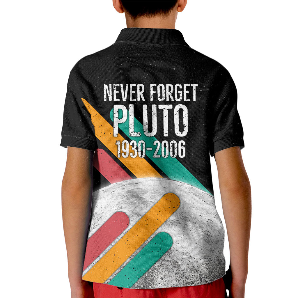 Never Forget Pluto Kid Polo Shirt Retro Space Astronomy Science
