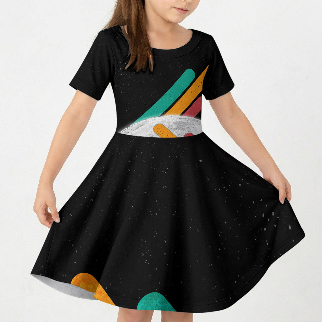 Never Forget Pluto Kid Short Sleeve Dress Retro Space Astronomy Science