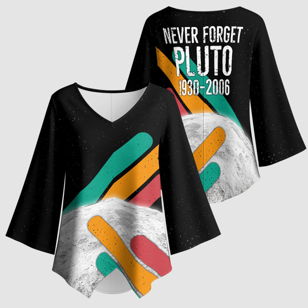 Never Forget Pluto Kimono Sleeve Blouse Retro Space Astronomy Science