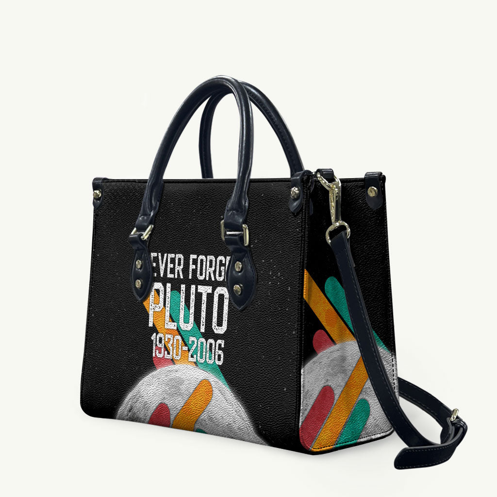 Never Forget Pluto Leather Bag Retro Space Astronomy Science