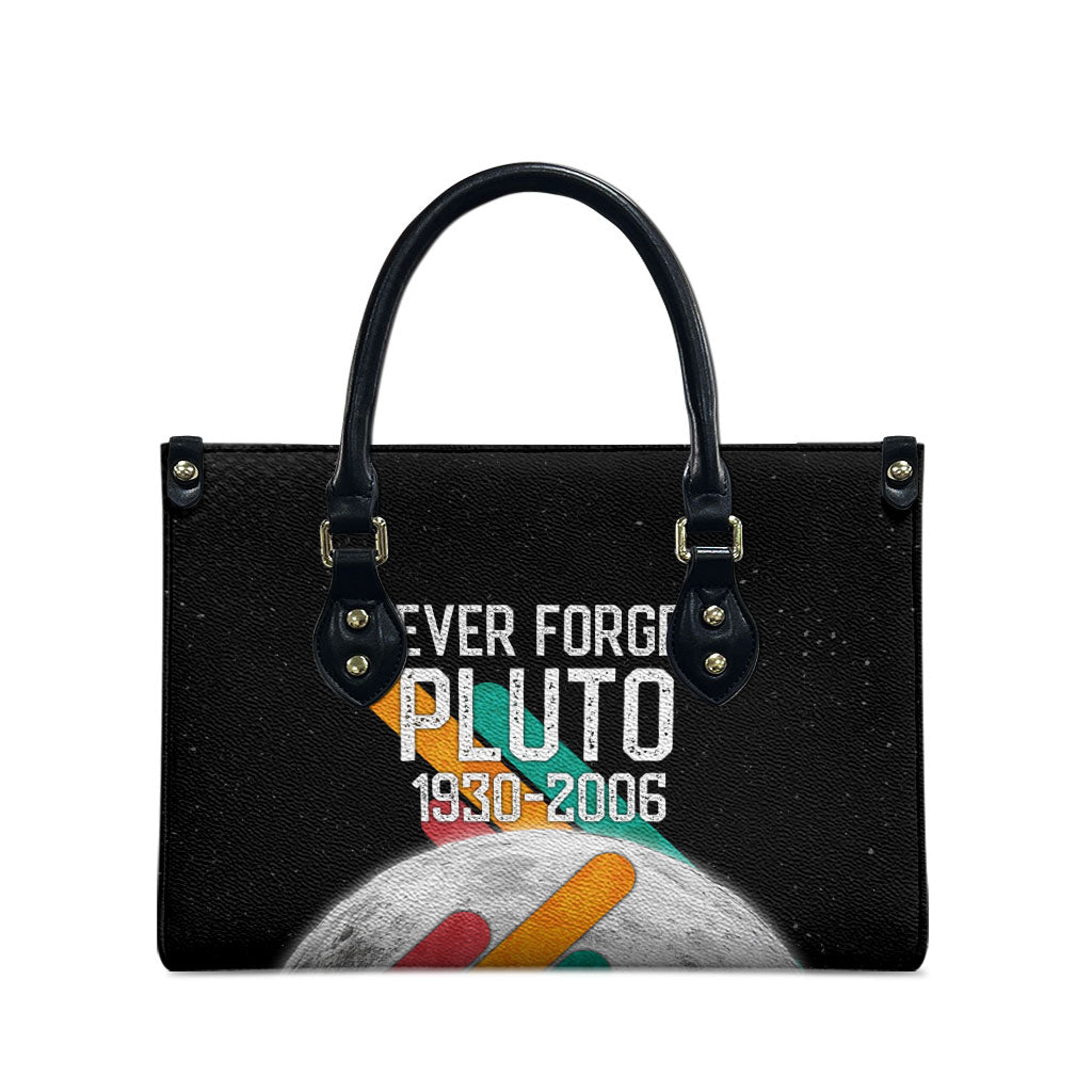Never Forget Pluto Leather Bag Retro Space Astronomy Science