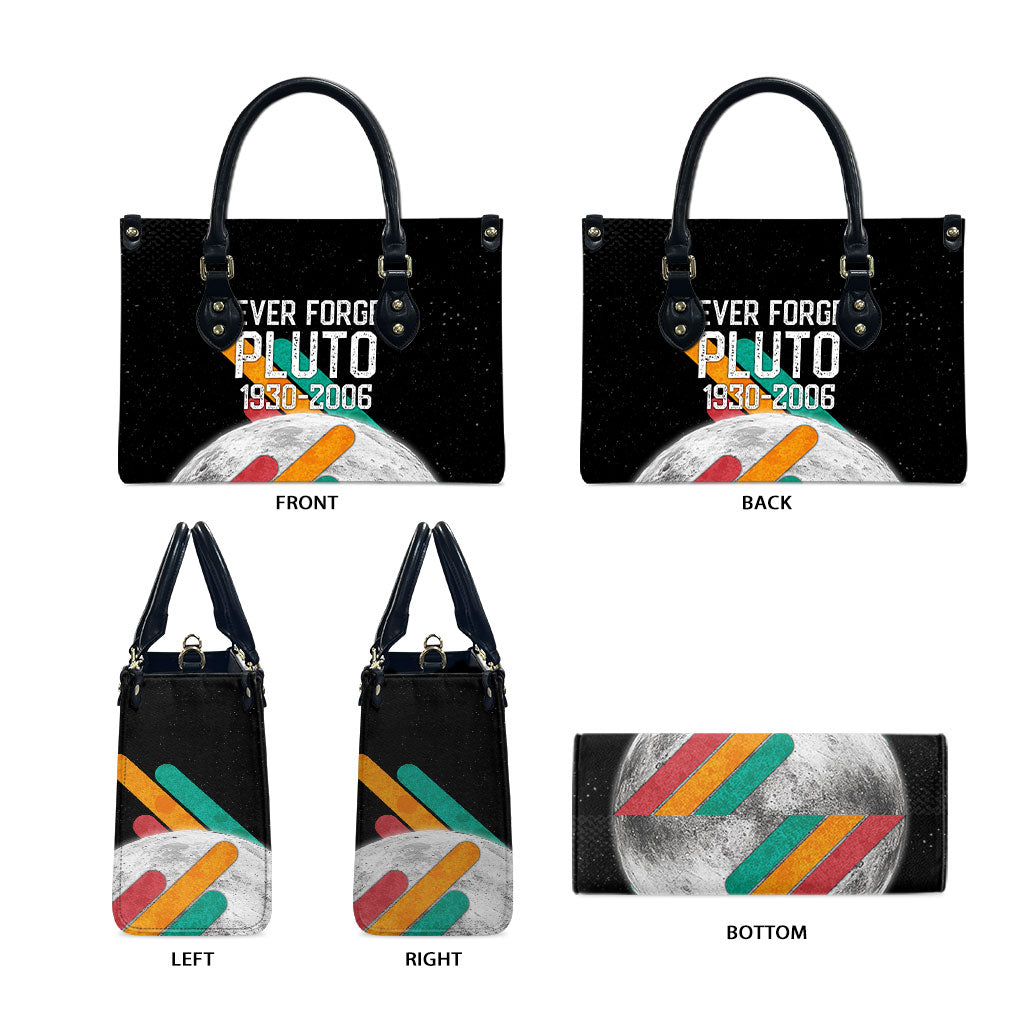 Never Forget Pluto Leather Bag Retro Space Astronomy Science