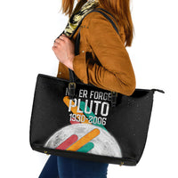 Never Forget Pluto Leather Tote Bag Retro Space Astronomy Science