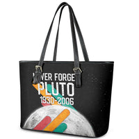 Never Forget Pluto Leather Tote Bag Retro Space Astronomy Science