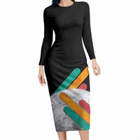 Never Forget Pluto Long Sleeve Bodycon Dress Retro Space Astronomy Science