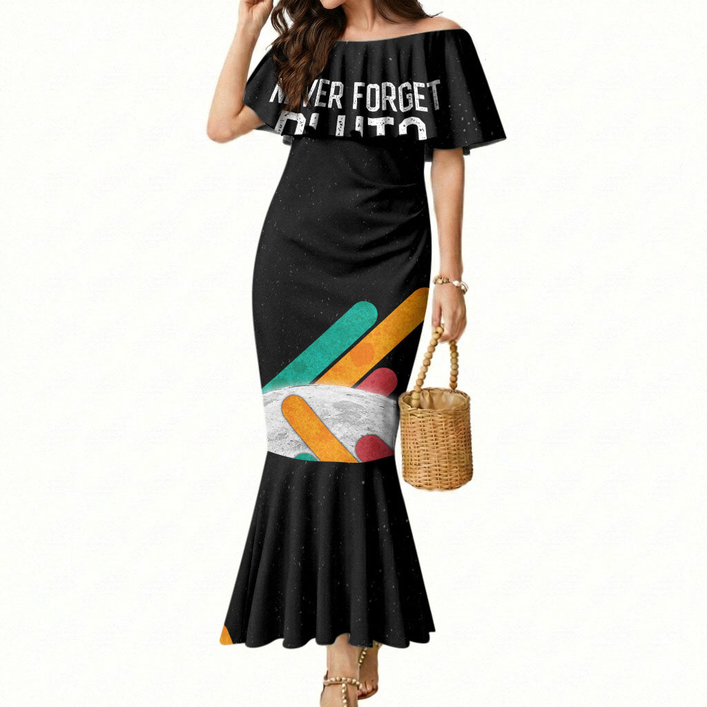 Never Forget Pluto Mermaid Dress Retro Space Astronomy Science