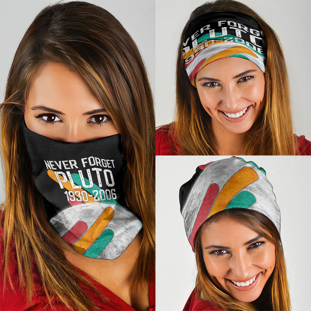 Never Forget Pluto Neck Gaiter Retro Space Astronomy Science