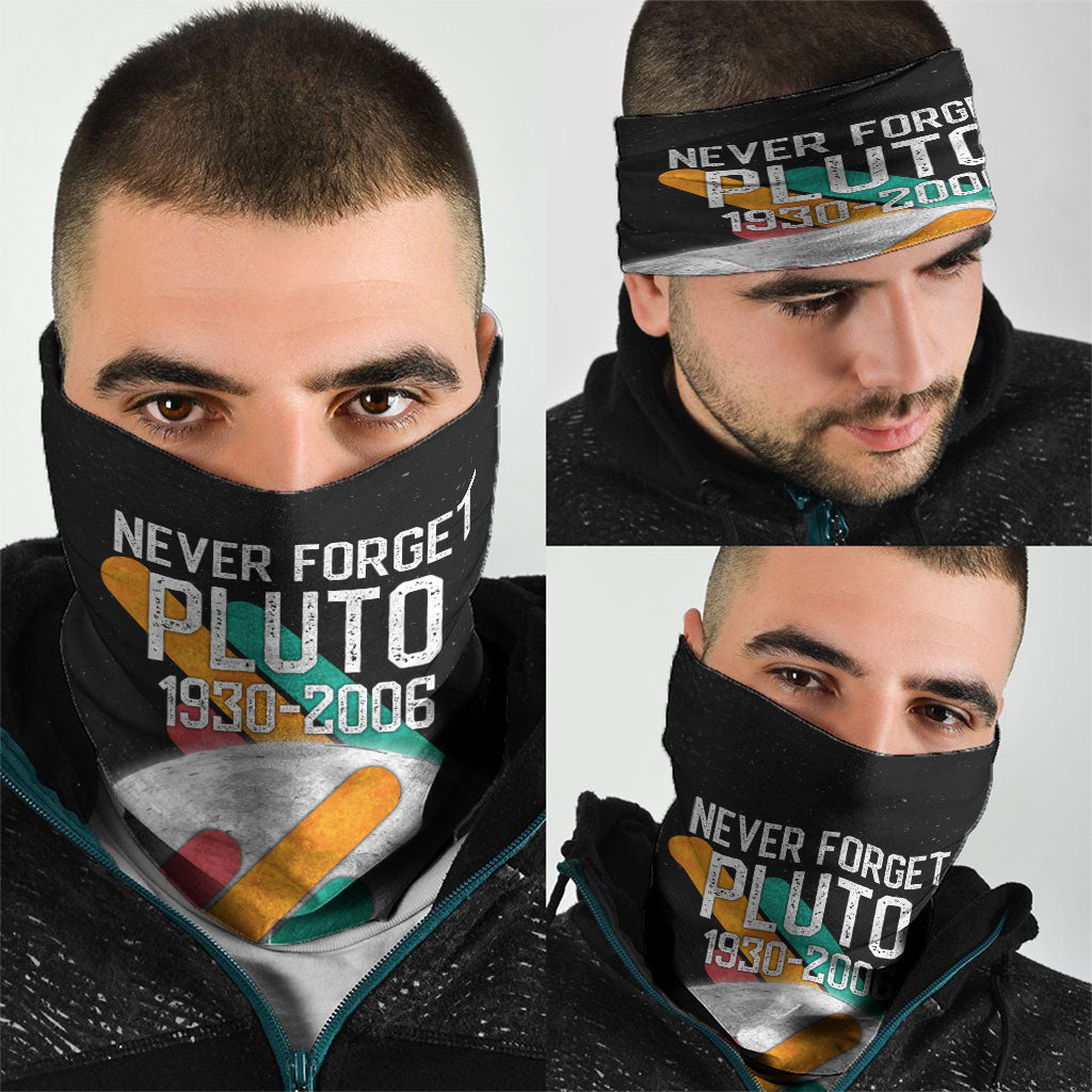 Never Forget Pluto Neck Gaiter Retro Space Astronomy Science