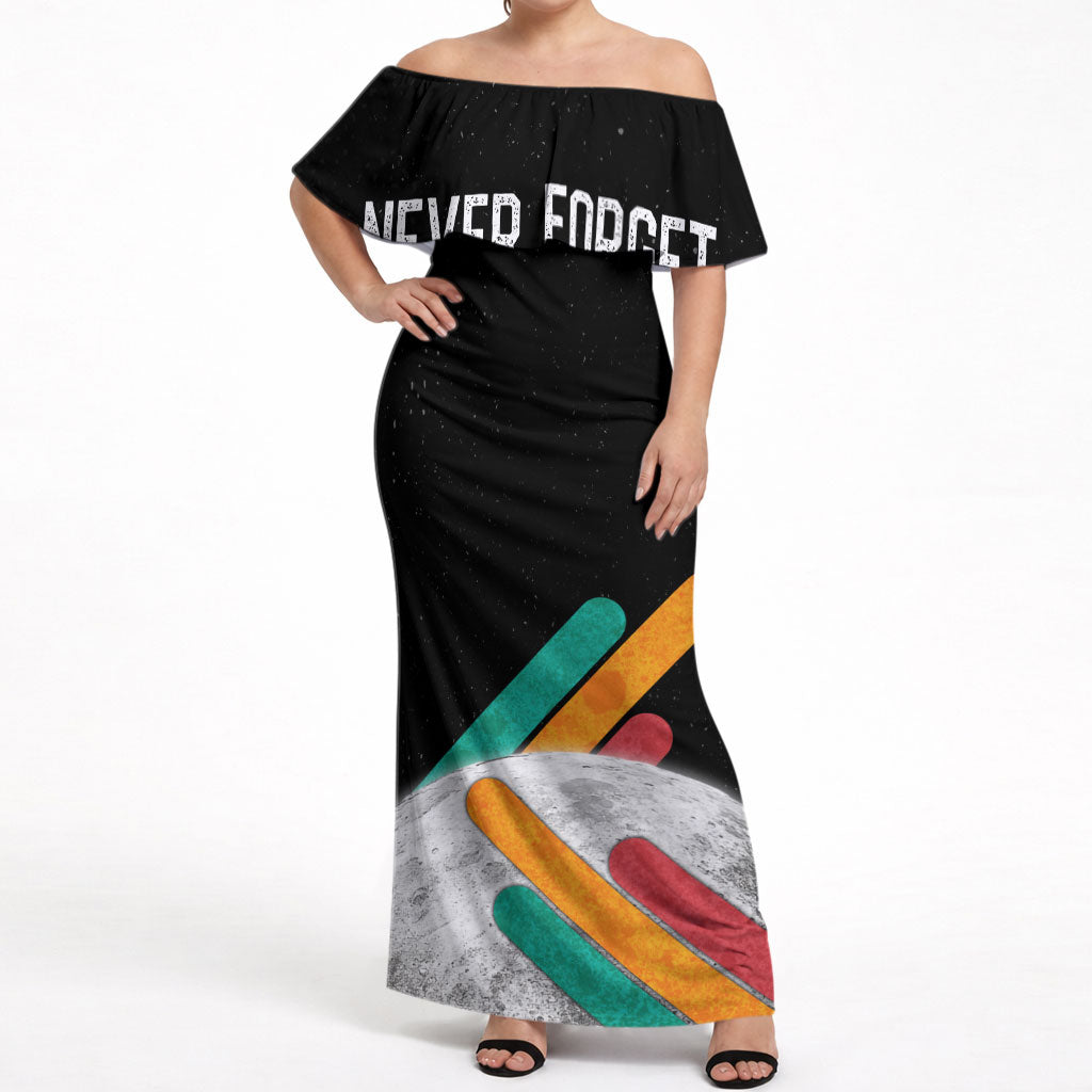 Never Forget Pluto Off Shoulder Maxi Dress Retro Space Astronomy Science
