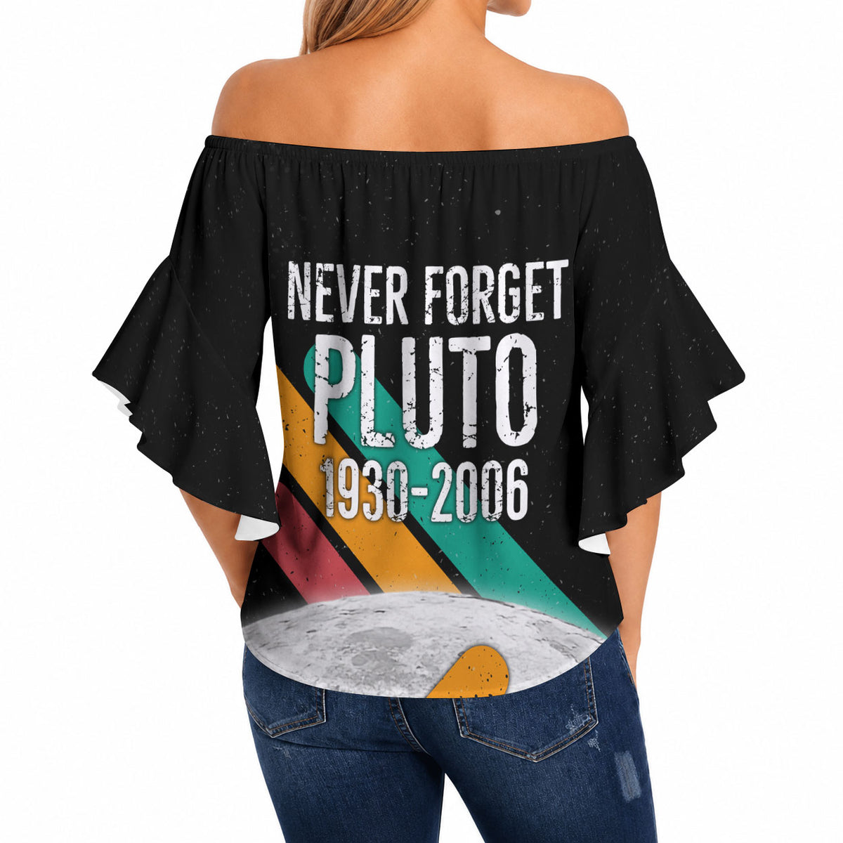 Never Forget Pluto Off Shoulder Wrap Waist Top Retro Space Astronomy Science