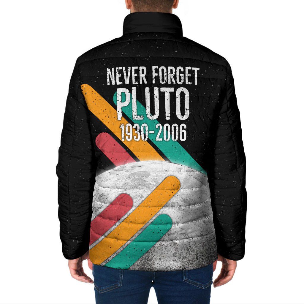 Never Forget Pluto Padded Jacket Retro Space Astronomy Science