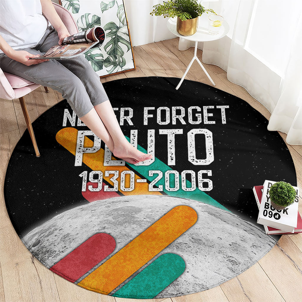 Never Forget Pluto Round Carpet Retro Space Astronomy Science
